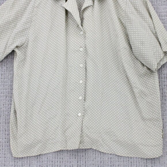 Silk Land Shirt Womens 2X Beige Polka Dot Button Down Short Sleeve Collared - Picture 4 of 9